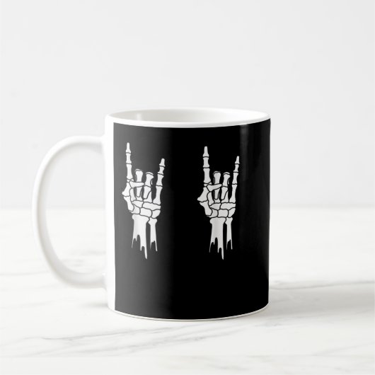 Mug Skeleton's Hand Holds Pastel Polka Dot Egg Happy E (Gauche)