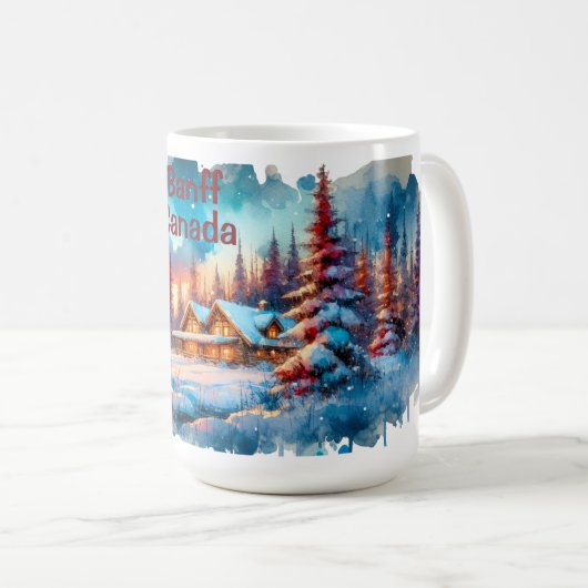 Mug Sketch de l'aquarelle Banff Canada | (Devant droit)
