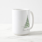 Mug Sketch Pine sapin de Noël Nom du script minimal (Devant droit)