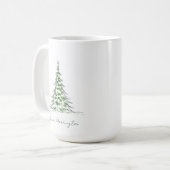 Mug Sketch Pine sapin de Noël Nom du script minimal (Devant gauche)