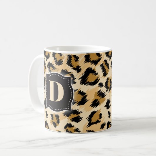 Mug Sketchy Classic Leopard Motif avec Monogramme pers (Devant gauche)