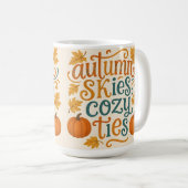 Mug Ski d'automne Cravates douillets - Automne Typogra (Devant droit)