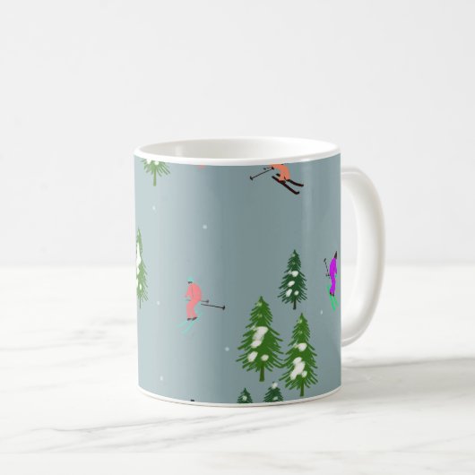 Mug Ski d'ouverture Noël Ski de vacances Skieurs Bleu (Devant droit)