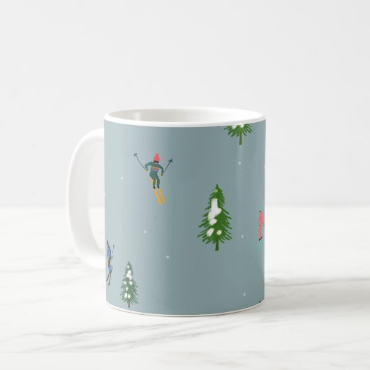 Mug Ski d'ouverture Noël Ski de vacances Skieurs Bleu (Devant gauche)