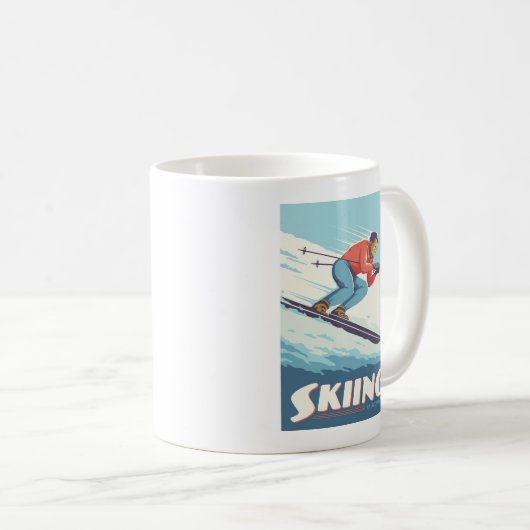 Mug Ski est croire Retro Print (Devant droit)