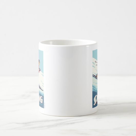 Mug Ski est croire Retro Print (Centre)