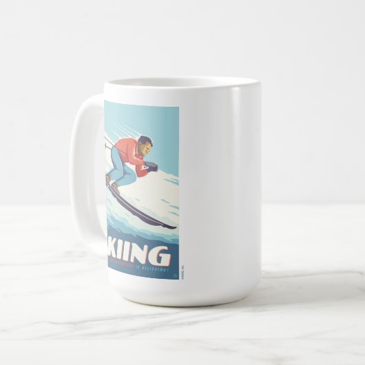 Mug Ski est croire Retro Print (Devant gauche)