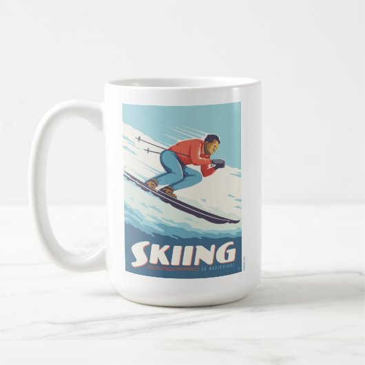 Mug Ski est croire Retro Print (Gauche)