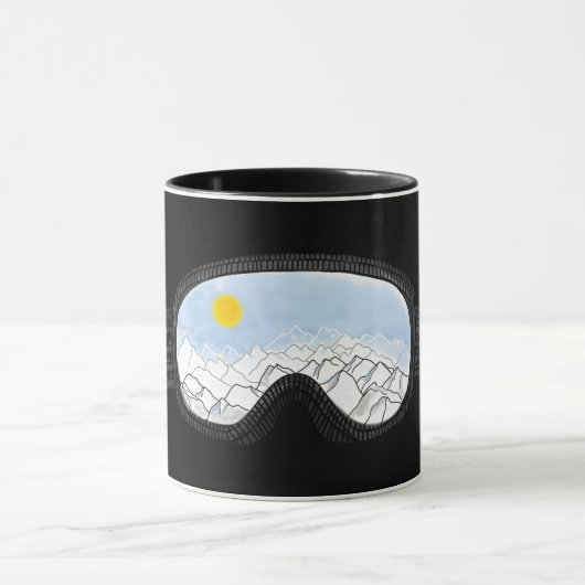 Mug Ski Goggles Mountain View Illustration (Centre)