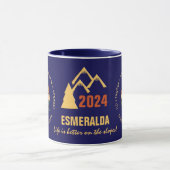 Mug Ski Killington, Vermont - Femme Skier, Texte Jaune (Centre)