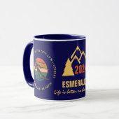 Mug Ski Killington, Vermont - Femme Skier, Texte Jaune (Devant gauche)
