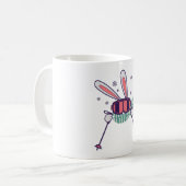 Mug Ski lapin avec bâtons de ski lunettes de ski et éc (Devant gauche)