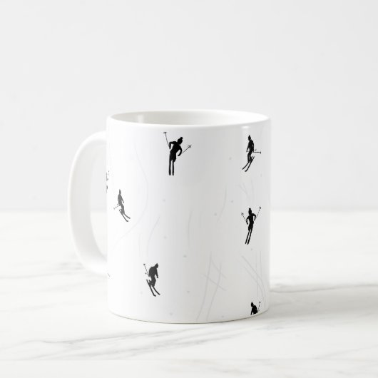 Mug Ski Moderne Ski Noir & Blanc Ski Thème Ski (Devant gauche)
