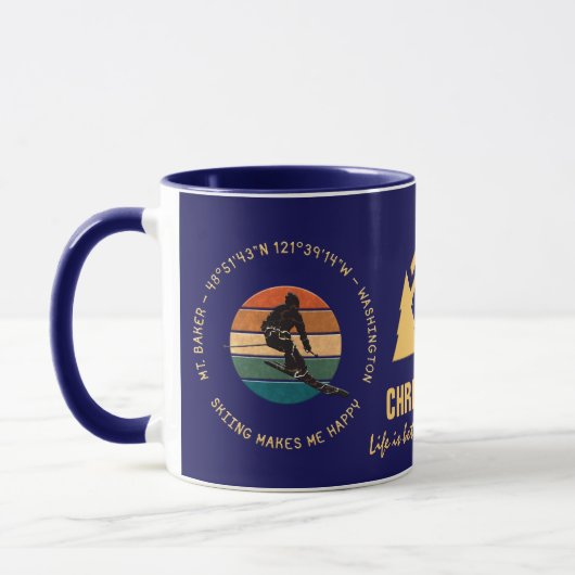 Mug Ski Mt. Baker, Washington - Man Skier, Texte Jaune (Gauche)