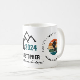 Mug Ski Park City, Utah - Man Skier, Nom, Texte noir