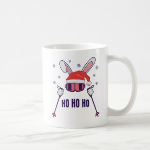 Mug Ski Père Noël Rabbit avec Santa Hat et bâtons de s