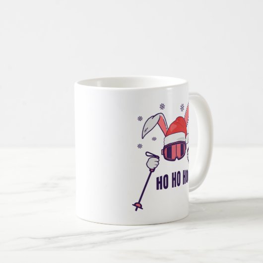 Mug Ski Père Noël Rabbit avec Santa Hat et bâtons de s (Devant droit)