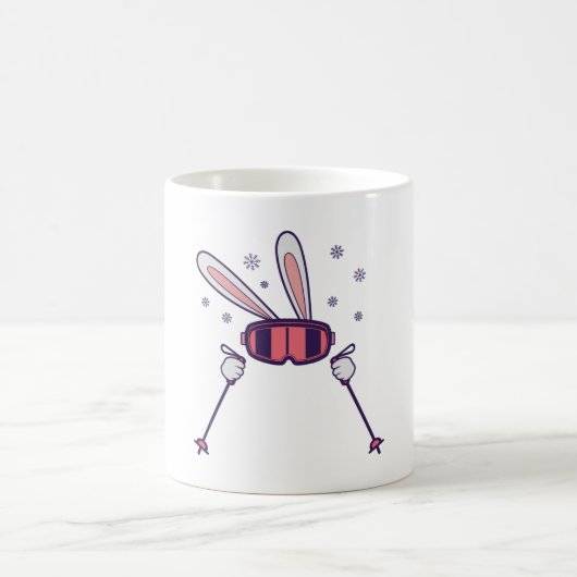 Mug Ski Rabbit avec bâtons de ski et lunettes de ski (Centre)