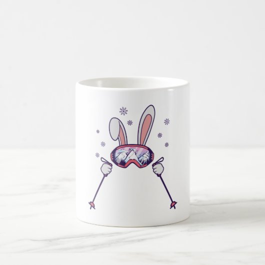 Mug Ski Rabbit avec bâtons de ski et lunettes de ski (Centre)