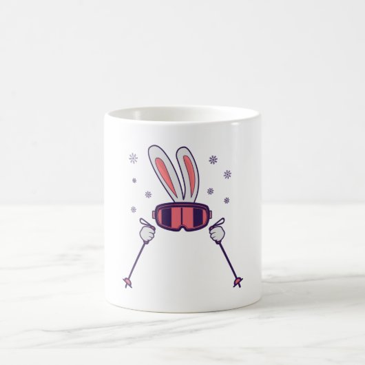 Mug Ski Rabbit avec bâtons de ski et lunettes de ski (Centre)