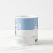 Mug Ski Skier Neige Personnalisé Aquarelle Nom (Centre)