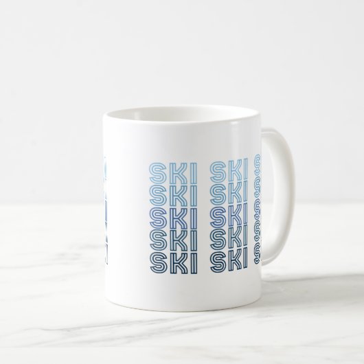 Mug ski sport texte bleu (Devant droit)
