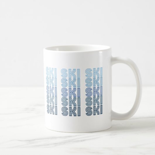 Mug ski sport texte bleu (Droite)
