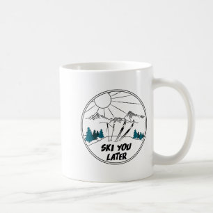 Mug Ski sports d'hiver vintage neige poudreuse ski