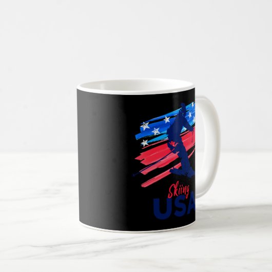Mug Ski Usa Support L'Équipe Usa Drapeau Ski Hiver (Devant droit)
