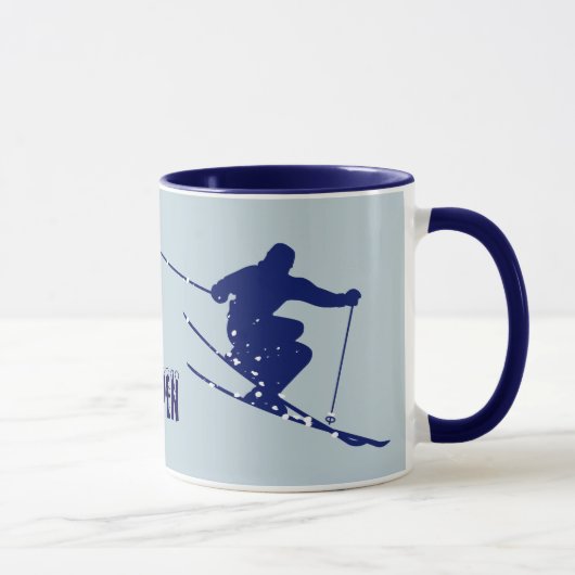 Mug Skier bleu Aspen (Droite)