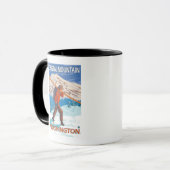 Mug Skier transportant ski de neige - Crystal Mountain (Devant gauche)