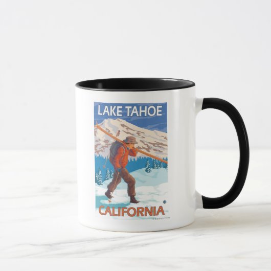 Mug Skier transportant ski de neige - Lac Tahoe, Calif (Droite)