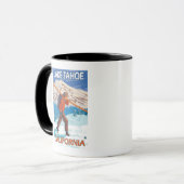 Mug Skier transportant ski de neige - Lac Tahoe, Calif (Devant gauche)