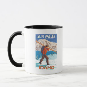 Mug Skier transportant ski de neige - Vintage voyage 2