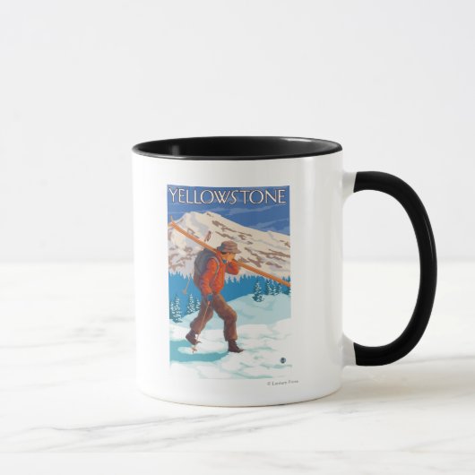 Mug Skier transportant ski de neige - Yellowstone Nat' (Droite)
