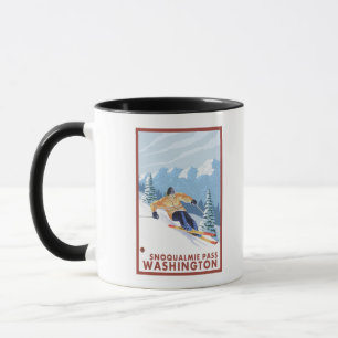Mug Skieur de neige de Downhhill - passage de