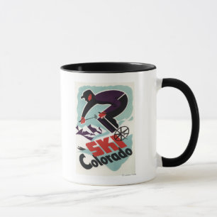 Mug Skieur noir et par pourpre vêtu
