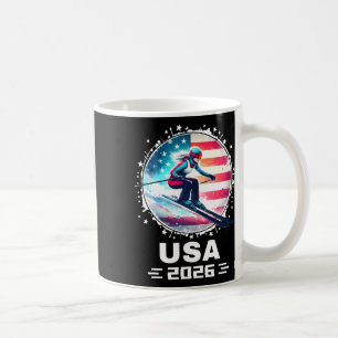 Mug Skieuse Équipe de Ski Usa 2026 Ski Drapeau América