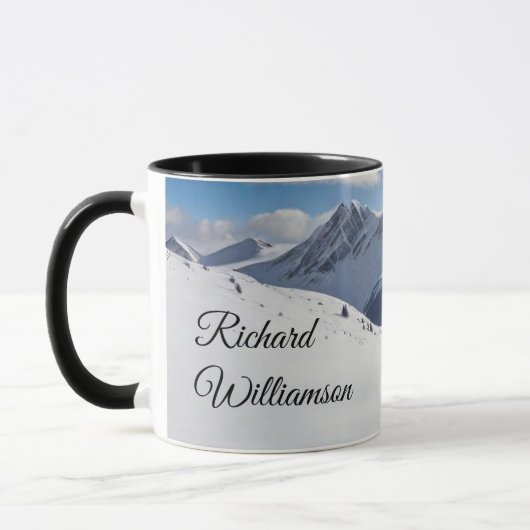 Mug Skiing - Teddy Bear Skier on snow Personalize (Gauche)