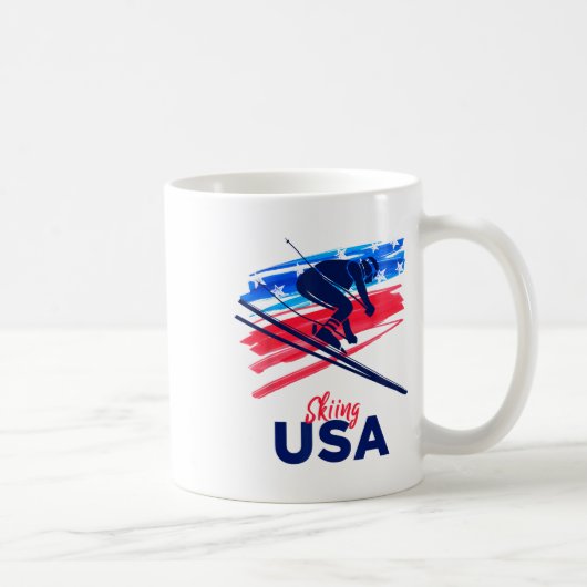 Mug Skiing Usa Support The Team Shirt Usa Flag Skiing (Droite)