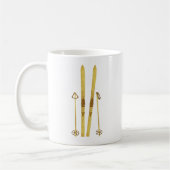 Mug Skis Et Poles D'Or | Retro Ski Illustration (Gauche)