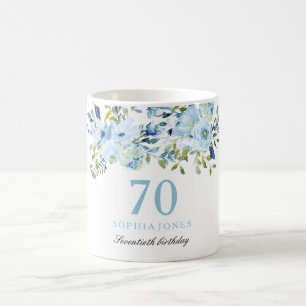 Mug Sky Blue Floral Aquarelle 70e anniversaire