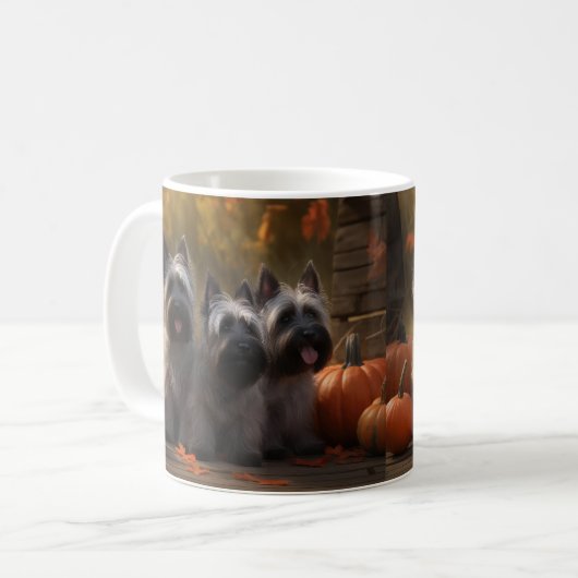 Mug Skye Terrier Chiot Automne Citrouille délice (Devant gauche)