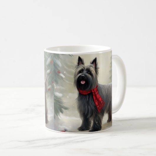 Mug Skye Terrier Dog à Noël de neige (Devant droit)