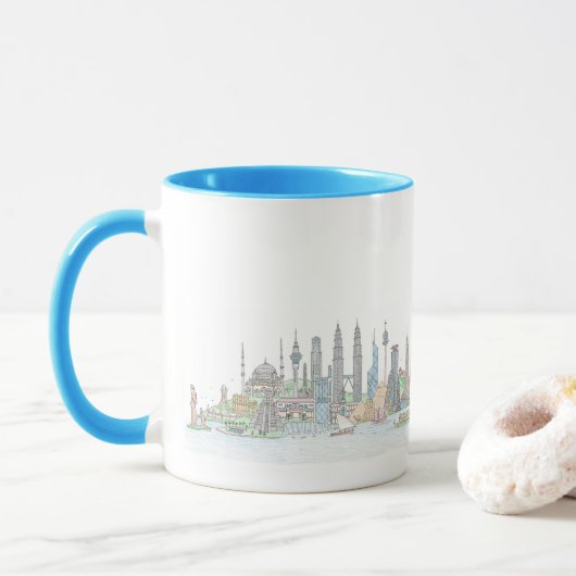 Mug Skyline du monde (Avec donut)
