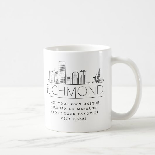 Mug Skyline Stylisé Richmond, VA | Slogan personnalisé (Droite)