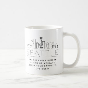 Mug Skyline Stylisé Seattle   Slogan personnalisé