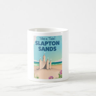 Mug Slapton Sands, poster vintage du château de sable
