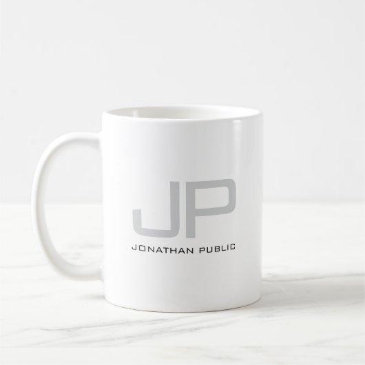 Mug Sleek Modern Simple Template Custom Name Monogram (Gauche)