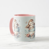 Mug Sleeping Owl in Stacked Floral Teacups (Devant gauche)